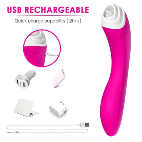 Stymulator łechtaczki z ruchomym języczkiem Fairyland różowy USB