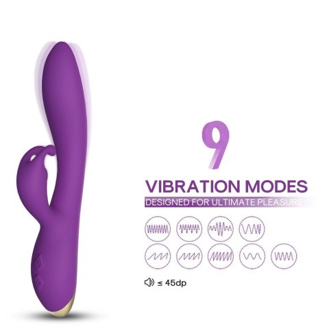 Wibrator króliczek Bonnie silikonowy fioletowy USB 22 cm
