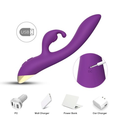 Wibrator króliczek Bonnie silikonowy fioletowy USB 22 cm