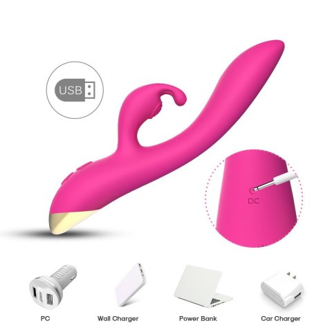 Wibrator króliczek Bonnie silikonowy różowy USB wodoodporny 22cm