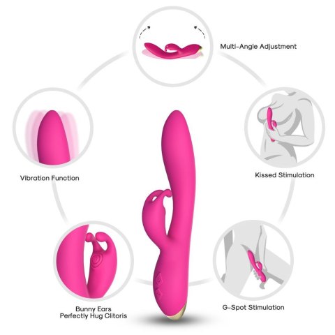 Wibrator króliczek Bonnie silikonowy różowy USB wodoodporny 22cm