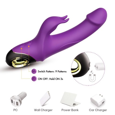 Wibrator króliczek silikonowy B Series Joy Meteor fioletowy USB wodoodporny