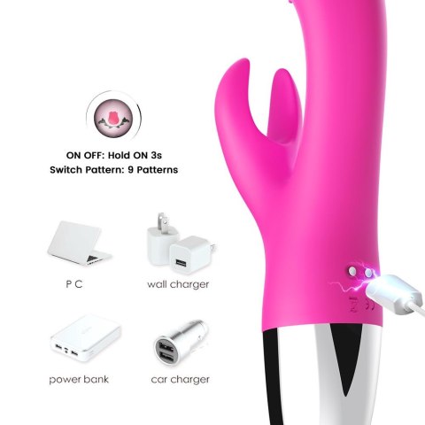 Wibrator króliczek silikonowy B-Series Joy różowy USB 20 cm