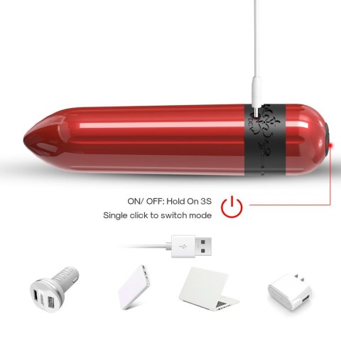 Wibrator mini Rocket czerwony silikonowy USB wodoodporny