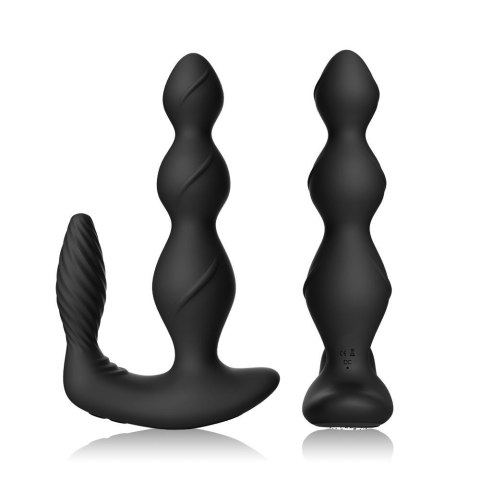 Wibrujący korek analny Maxfun czarny z pilotem USB 17 cm