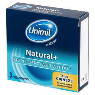 Prezerwatywy cienkie Unimil Natural+ naturalne 53 mm 3 sztuki
