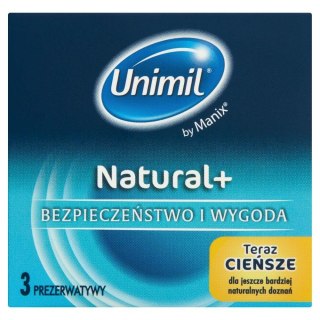 Prezerwatywy cienkie Unimil Natural+ naturalne 53 mm 3 sztuki