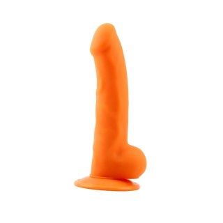 Realistyczne dildo silikonowe na przyssawkę pomarańczowe 21.5 cm Deluxe