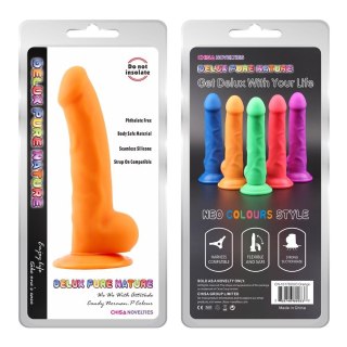 Realistyczne dildo silikonowe na przyssawkę pomarańczowe 21.5 cm Deluxe
