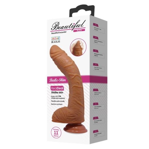Realistyczne zakrzywione dildo Baile Alex jasnobrązowe z przyssawką