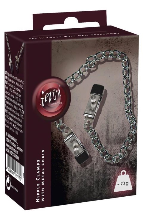 Klipsy na sutki z łańcuchem Fetish Collection 30 cm metalowe