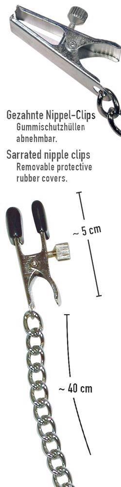 Klipsy na sutki z łańcuchem Fetish Collection 30 cm metalowe