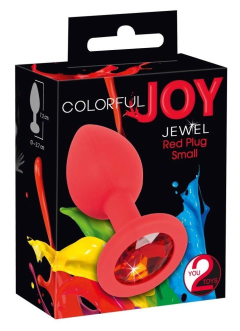 Korek analny Colorful Joy czerwony z klejnotem 7 cm