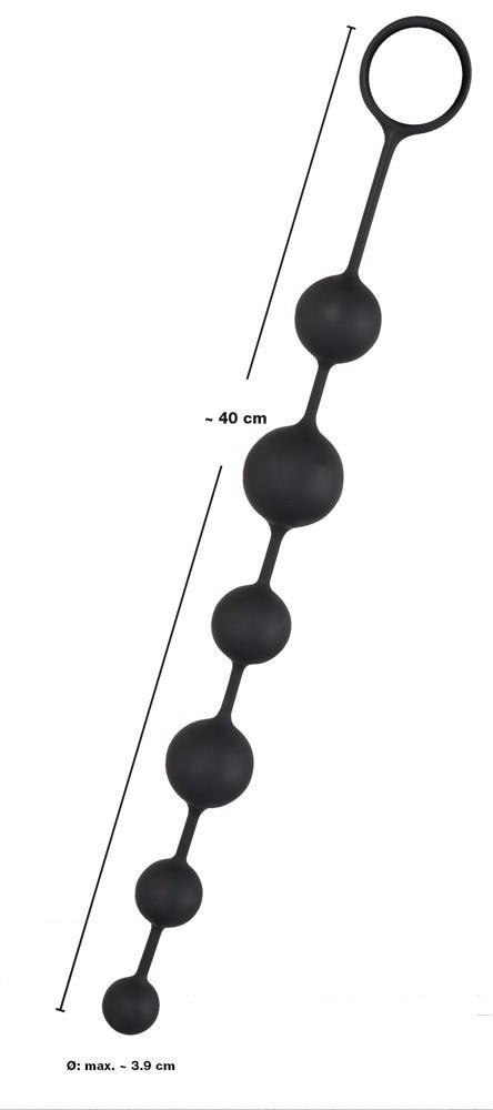 Łańcuch kulkowy analny Black Velvets silikonowy czarny 40 cm