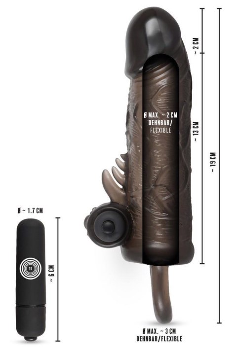 Przedłużka na penisa Rebel z wibracją i pierścieniem 19 cm