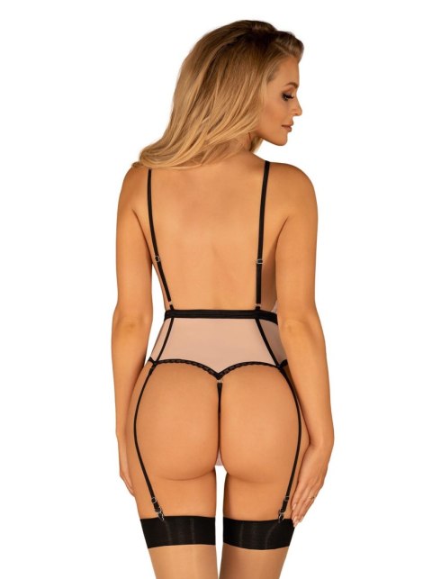 Body z pasem do pończoch Obsessive Lilines różowe S/M