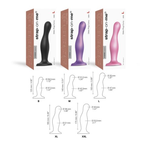 Dildo analne silikonowe Curvy Straponme metaliczny różowy S 14cm