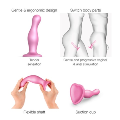 Dildo analne silikonowe Curvy Straponme metaliczny różowy S 14cm