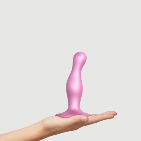 Dildo analne silikonowe Curvy Straponme metaliczny różowy S 14cm
