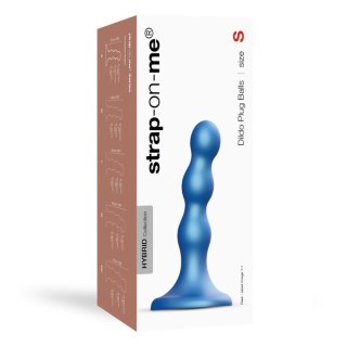 Dildo analne z kulkami silikonowe Strap On Me metaliczny niebieski S