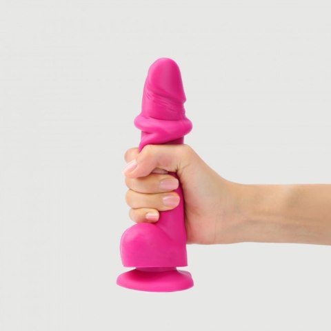 Dildo realistyczne z przesuwaną skórą silikonowe Straponme fuksjowe M