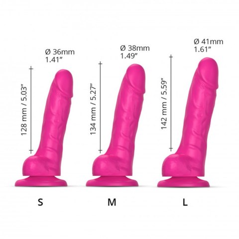 Dildo realistyczne z przesuwaną skórą silikonowe Straponme fuksjowe M
