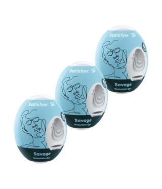Jajka masturbatora Satisfyer Savage zestaw 3 ciemnozielone białe 7 cm