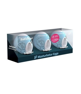 Jajka masturbatora Satisfyer Savage zestaw 3 ciemnozielone białe 7 cm