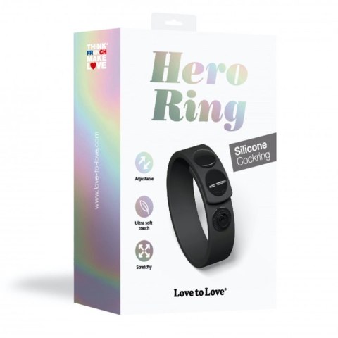 Pierścień erekcyjny regulowany Hero Ring czarny onyks Love to Love