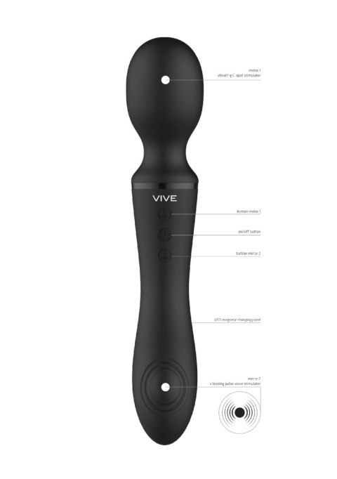 Różdżkowibrator silikonowy Enora ShotsToys czarny USB 22 cm