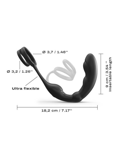 Silikonowy masażer prostaty z podwójnym pierścieniem Dorcel 18 cm