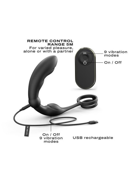 Silikonowy masażer prostaty z podwójnym pierścieniem Dorcel 18 cm