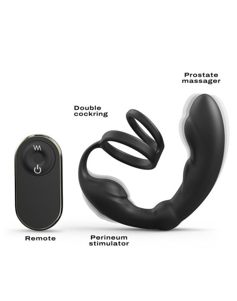 Silikonowy masażer prostaty z podwójnym pierścieniem Dorcel 18 cm