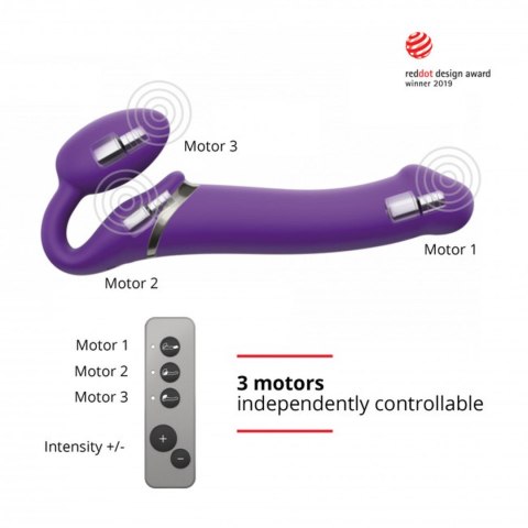 Wibrujący strap-on Strap-on-me silikonowy M fioletowy USB wodoodporny