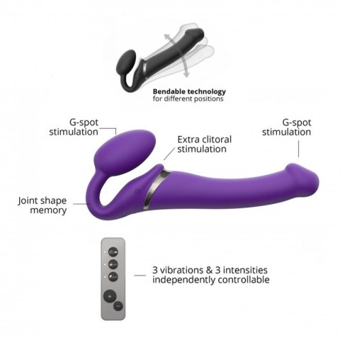 Wibrujący strap-on Strap-on-me silikonowy M fioletowy USB wodoodporny