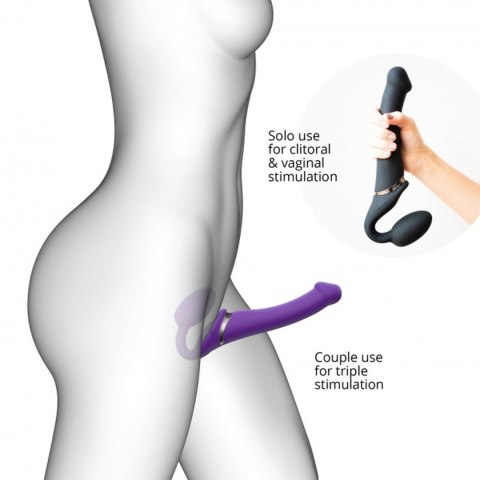 Wibrujący strap-on Strap-on-me silikonowy M fioletowy USB wodoodporny