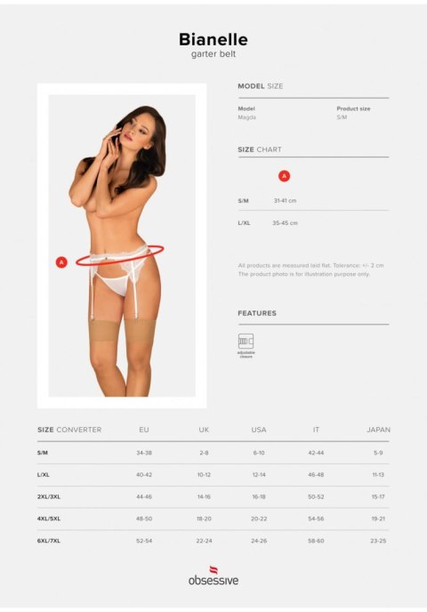 Pas do pończoch Bianelle Obsessive biały S/M