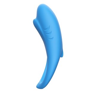 Pierścień erekcyjny wibrujący Shark niebieski z pilotem USB