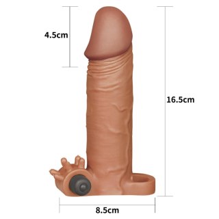 Wibrująca przedłużka na penisa Lovetoy brązowa 17,5 cm