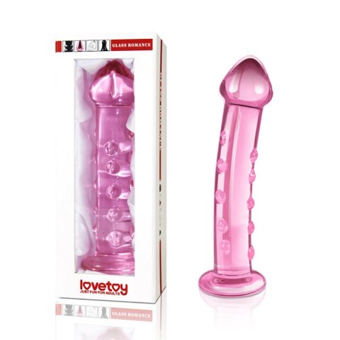 Dildo szklane Lovetoy z wypustkami różowe 14 cm