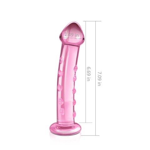 Dildo szklane Lovetoy z wypustkami różowe 14 cm