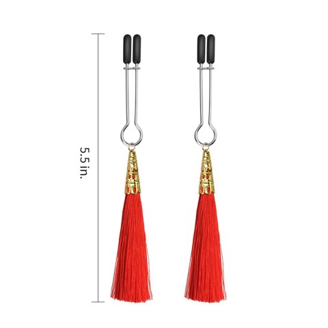 Silikonowe regulowane zaciski na sutki Glamor Tassel Lovetoy 14 cm