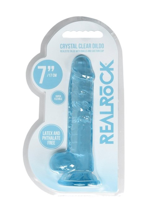 Dildo realistyczne z jądrami RealRock Crystal Clear 19 cm