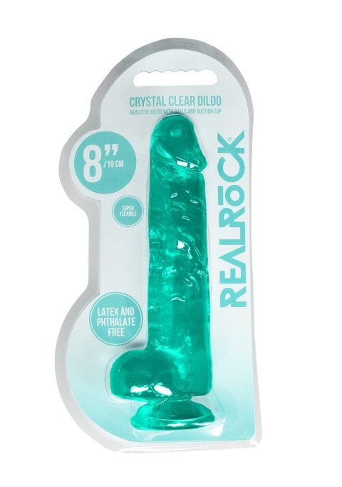 Dildo realistyczne z jądrami RealRock Crystal Clear 21 cm