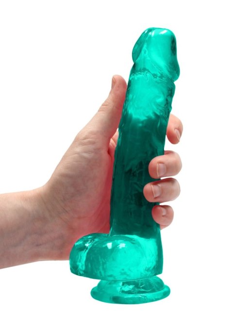Dildo realistyczne z jądrami RealRock Crystal Clear 21 cm