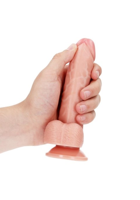 Dildo realistyczne zakrzywione RealRock z moszną 15.5 cm