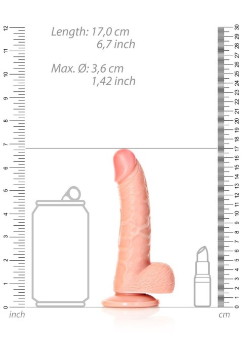 Dildo realistyczne zakrzywione RealRock z moszną 15.5 cm