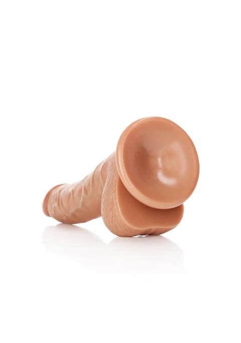 Dildo realistyczne zakrzywione z jądrami przyssawka RealRock 18 cm