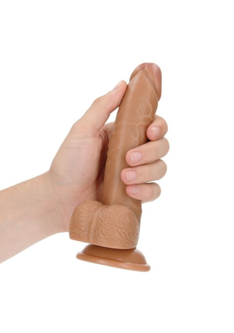 Dildo realistyczne zakrzywione z jądrami przyssawka RealRock 18 cm