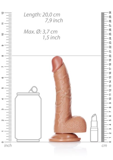 Dildo realistyczne zakrzywione z jądrami przyssawka RealRock 18 cm